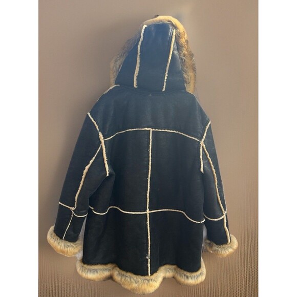 JORDAN CRAIG 4XL Shearling Faux Fur Suede Coat Jacket Brown Soft Oversize Retro - Picture 2 of 16